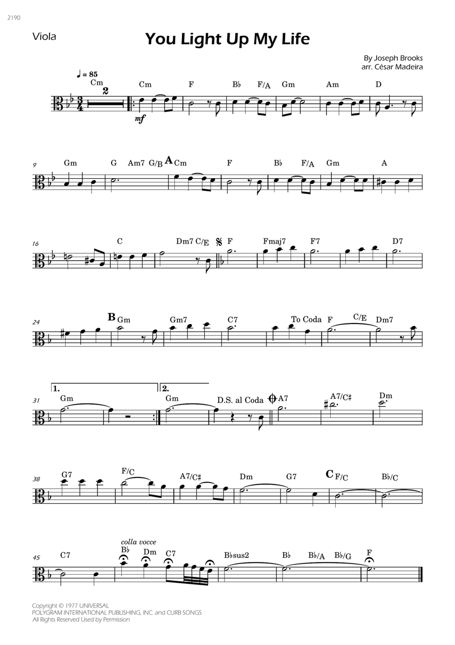 You Light Up My Life You Light Up My Life Viola Solo scores gallery preview page 1