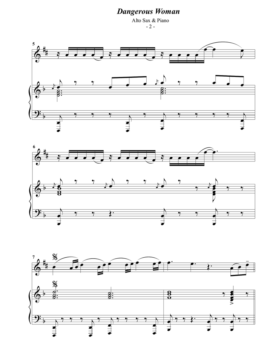 Dangerous Woman Alto Saxophone scores gallery preview page 2