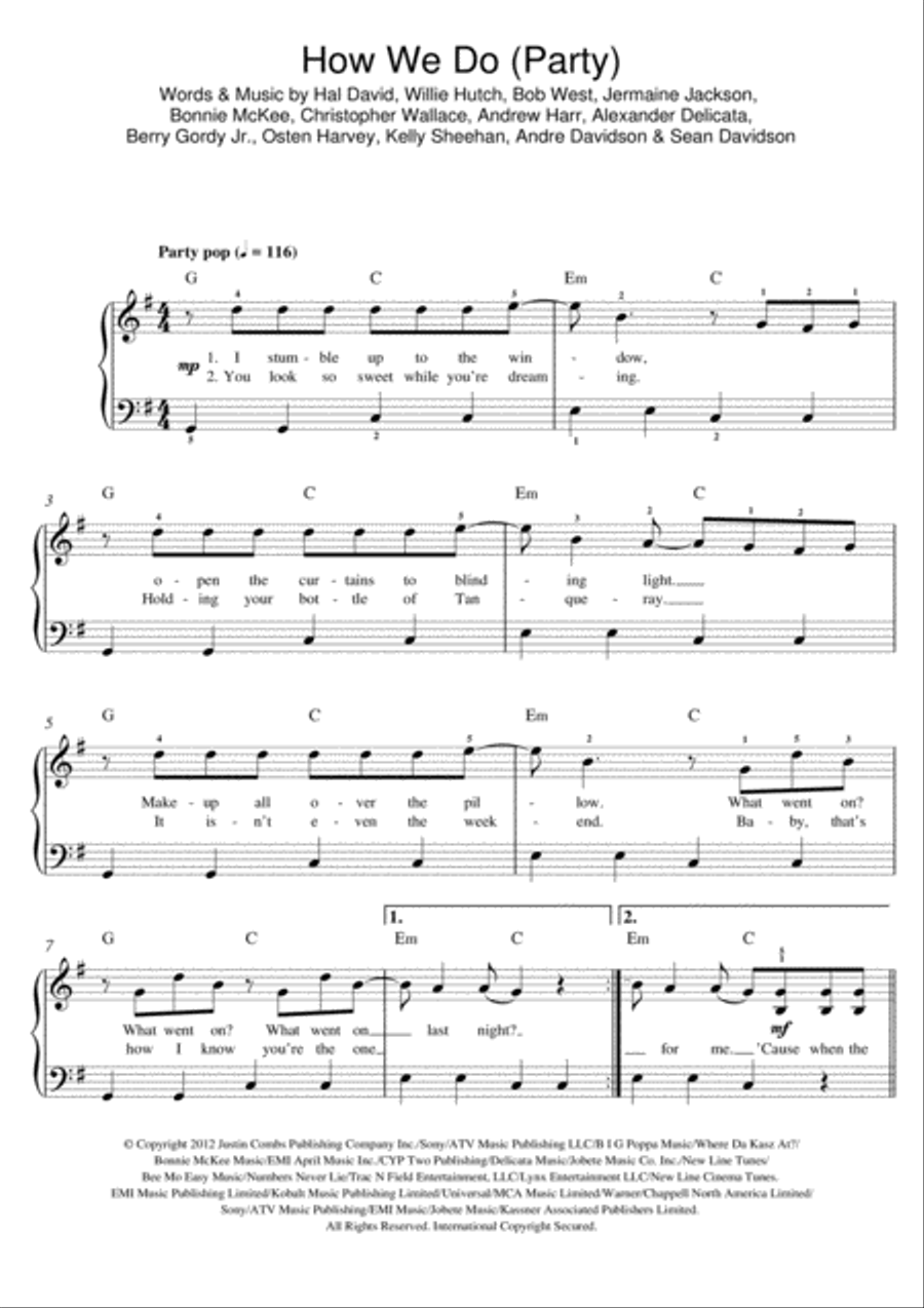 How We Do (Party) Piano scores gallery preview page 1
