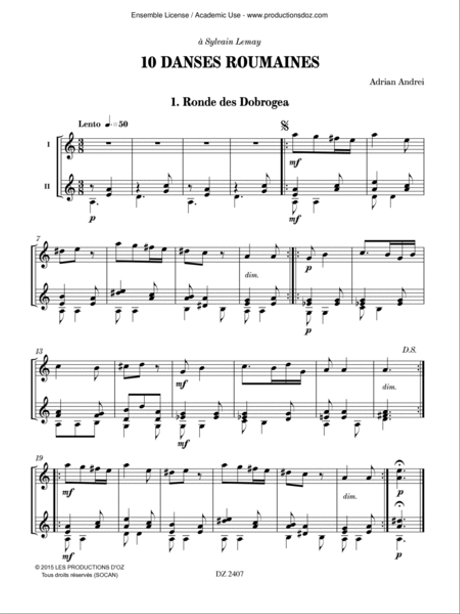 10 Danses roumaines Classical Guitar scores gallery preview page 3