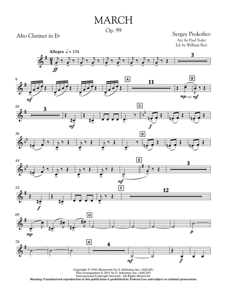 March, Op. 99 - Eb Alto Clarinet