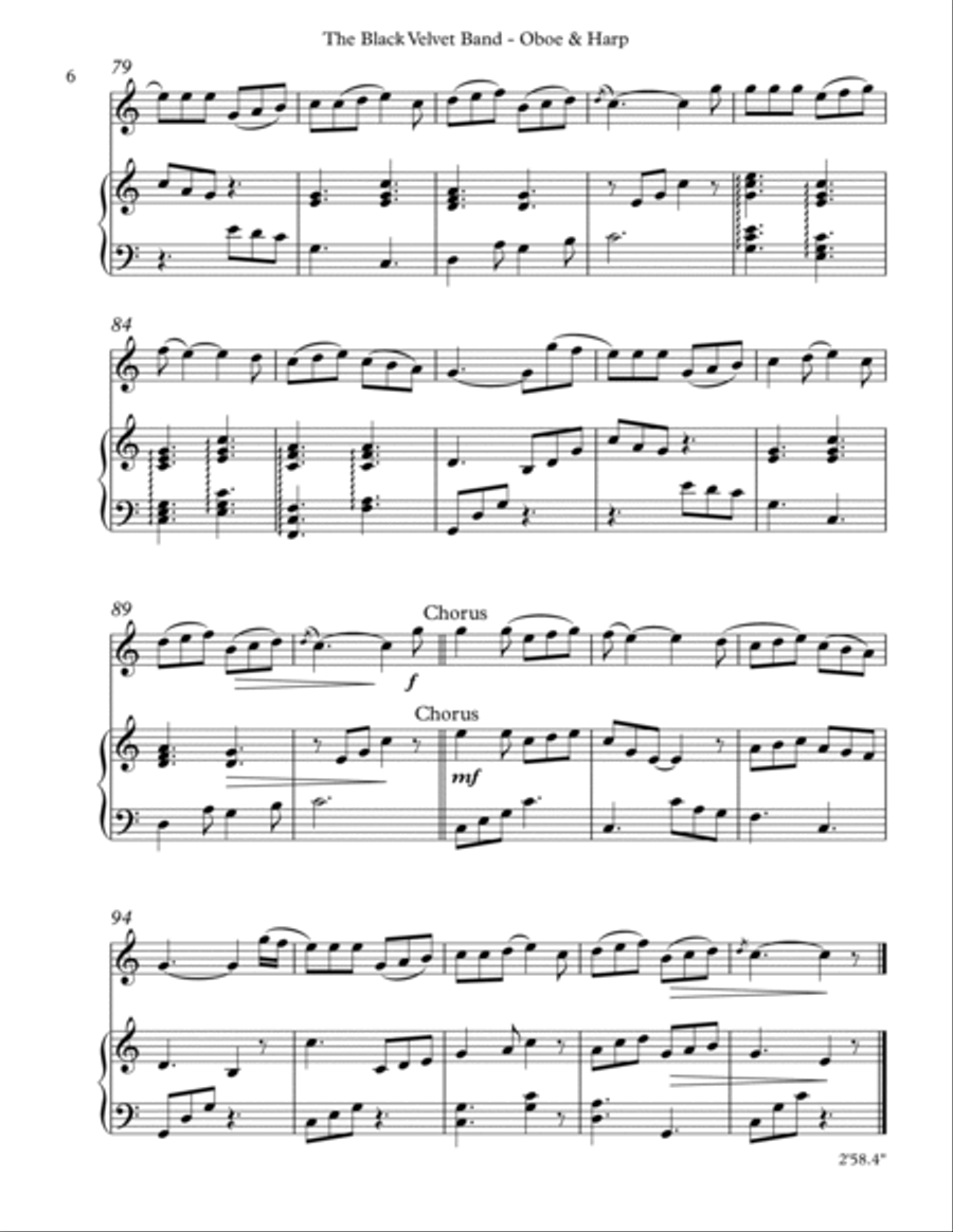 The Black Velvet Band, Duet for Oboe & Harp Oboe scores gallery preview page 6