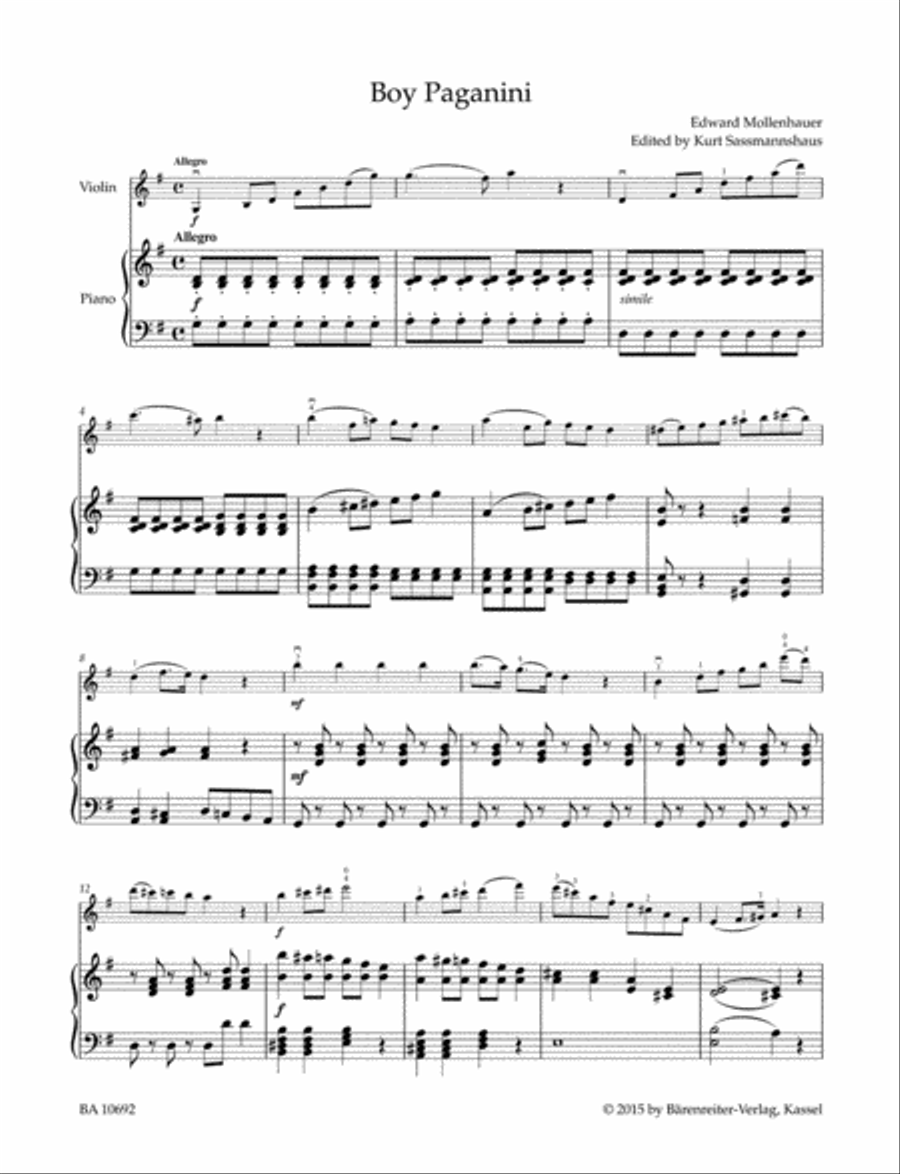 The Boy Paganini for Violin and Piano Violin Solo scores gallery preview page 3