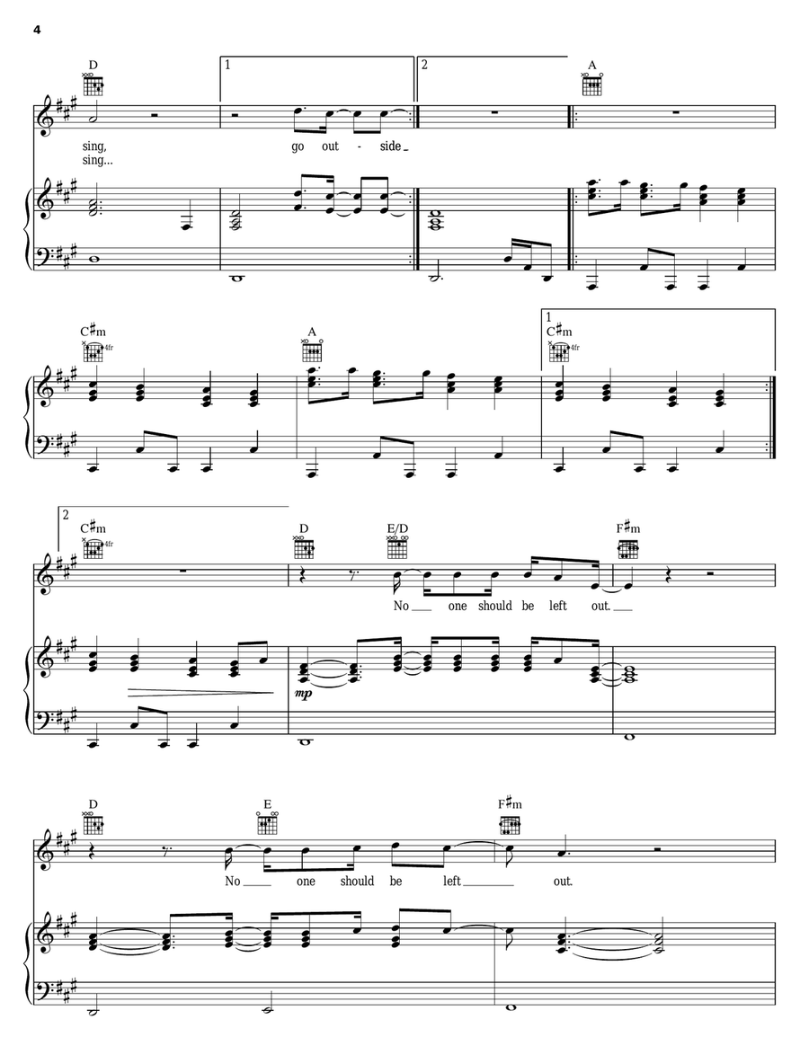 Go Outside Piano, Vocal, Guitar scores gallery preview page 4