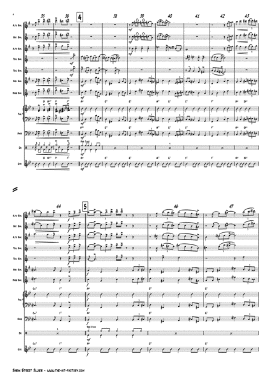 Basin Street Blues Saxophone Quintet scores gallery preview page 4
