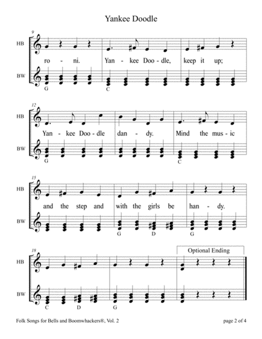 “Yankee Doodle” for 13-note Bells and Boomwhackers® (with Black and White Notes) image number null