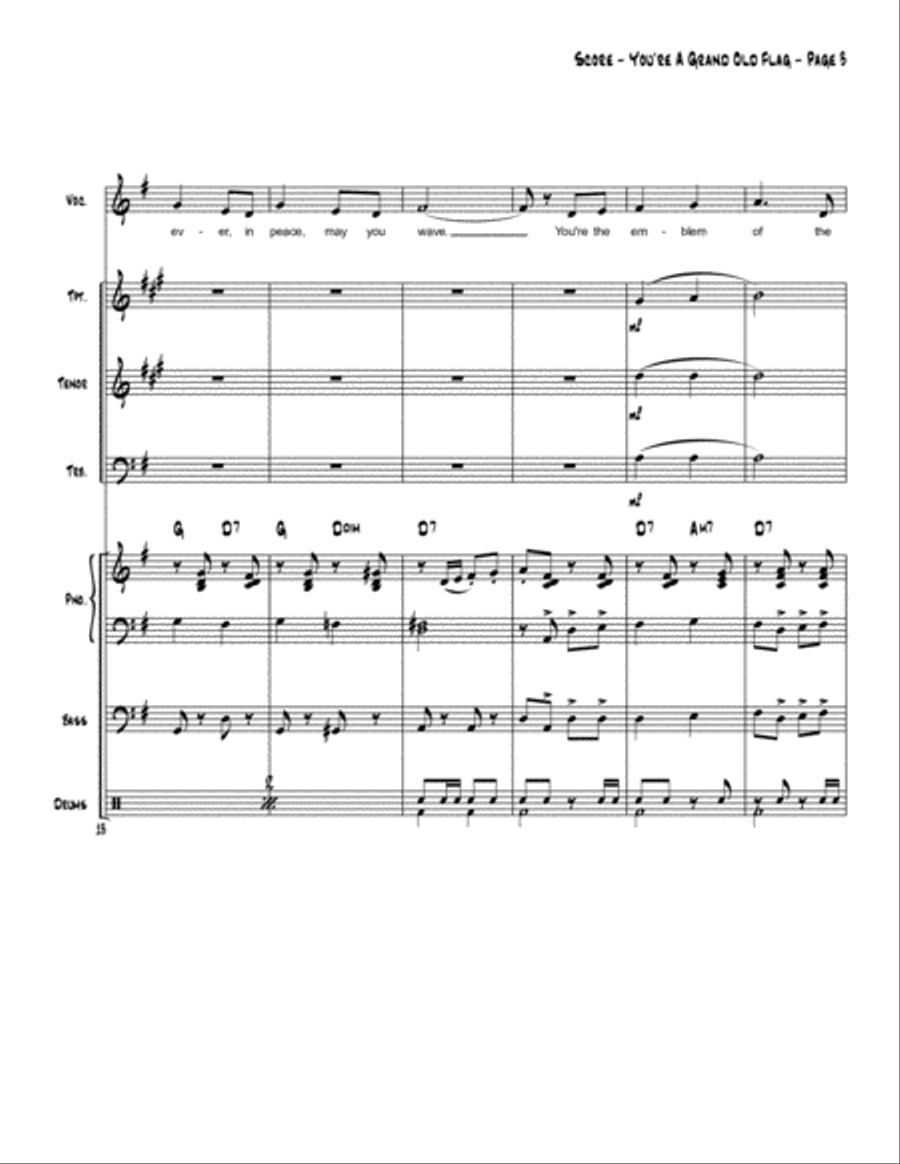 You're A Grand Old Flag (Vocal Solo and Jazz Combo) Jazz Ensemble scores gallery preview page 5
