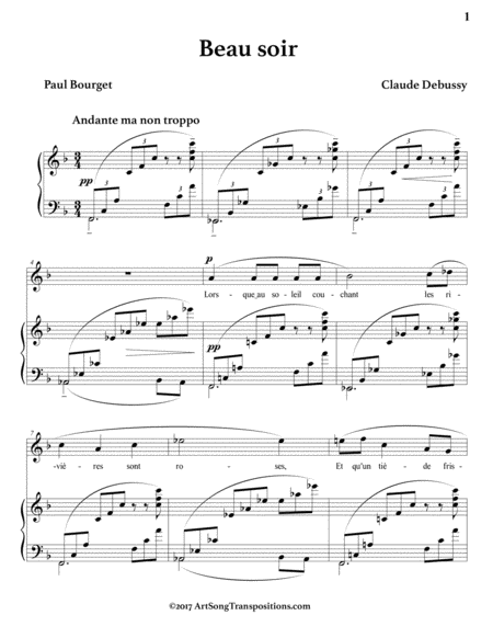 DEBUSSY: Beau soir (transposed to F major)