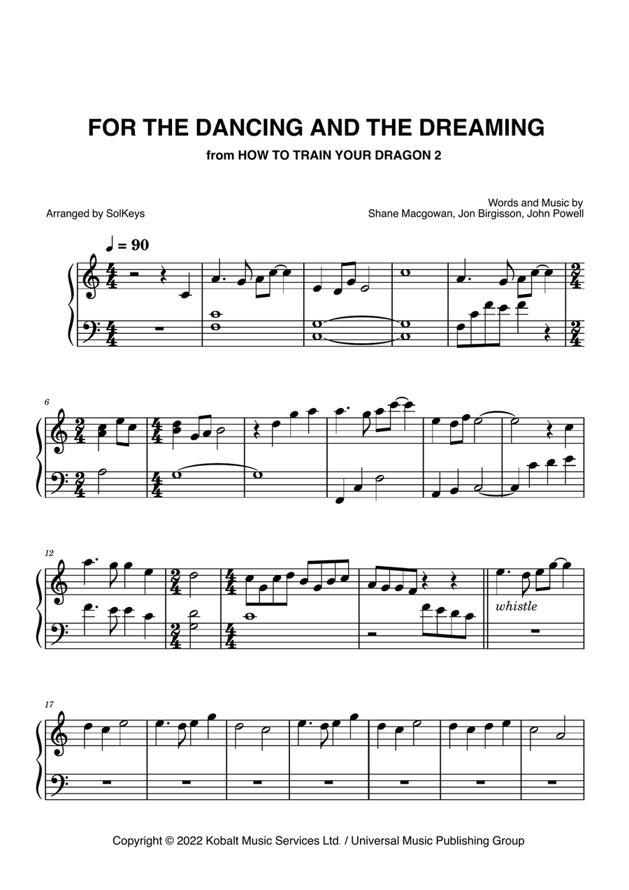 For The Dancing And The Dreaming Easy Piano scores gallery preview page 1