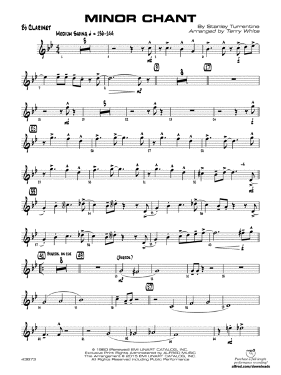 Minor Chant: 1st B-flat Clarinet Jazz Ensemble scores gallery preview page 1
