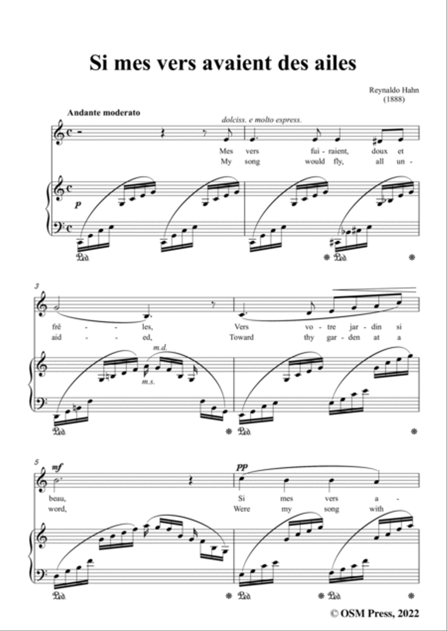 R. Hahn-Si mes vers avaient des ailes(1888),in C Major Voice scores gallery preview page 3