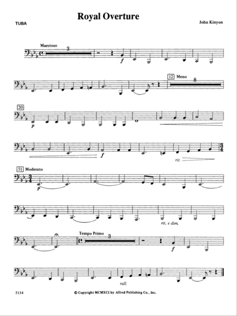Royal Overture: Tuba Concert Band scores gallery preview page 1