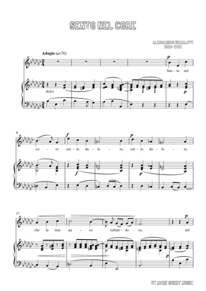 Scarlatti - Sento nel core in E flat minor for voice and piano image number null