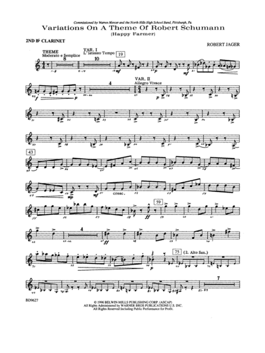Variations on a Theme of Robert Schumann: 2nd B-flat Clarinet