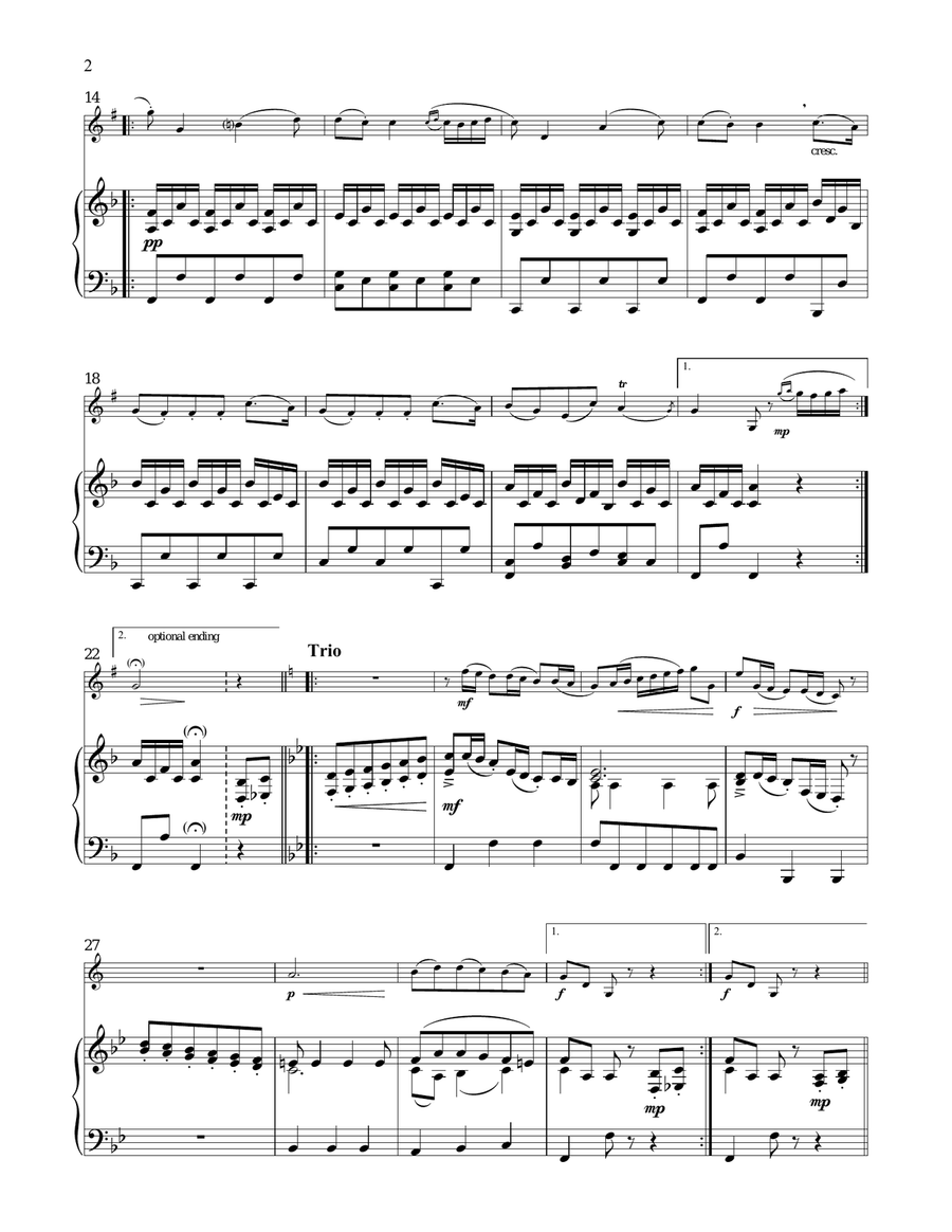 Minuet Clarinet Solo scores gallery preview page 2