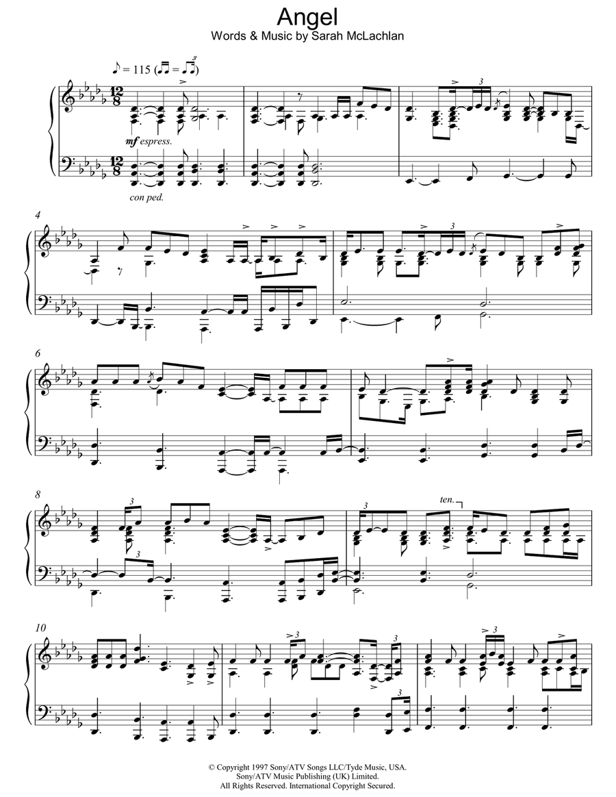 Angel Piano Solo scores gallery preview page 1