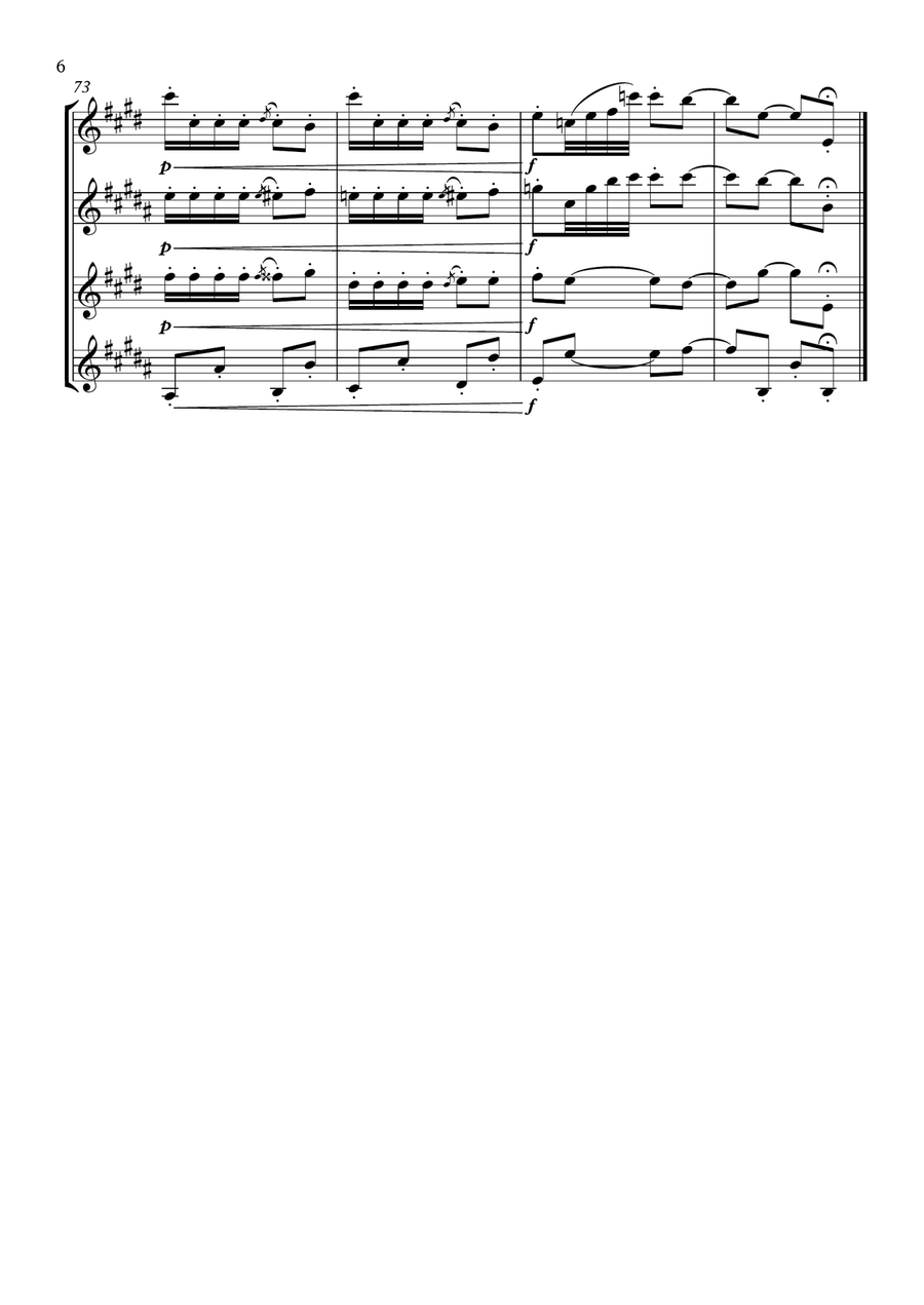 La suite de El cascanueces - 7. Danza de los Mirlitones Woodwind Quartet scores gallery preview page 6
