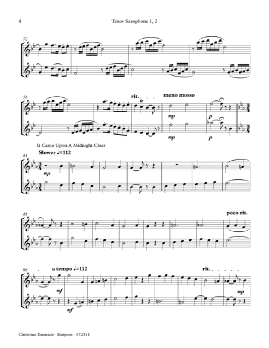 Christmas Serenade for 2 Tenor Saxophones Woodwind Duet scores gallery preview page 4