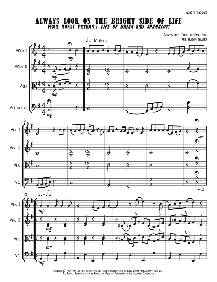 Always Look On The Bright Side Of Life String Trio scores gallery preview page 1