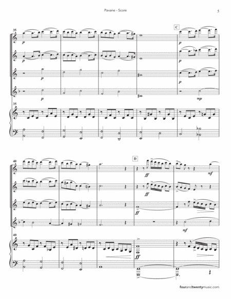 Pavane, Op 50, arranged for flute choir / ensemble and piano image number null