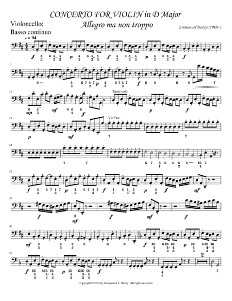 Concerto for Violin in D Major by Emmanuel Burity (1969- ) String Orchestra scores gallery preview page 3