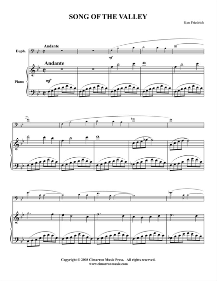 Song of the Valley Song of the Valley Euphonium scores gallery preview page 1