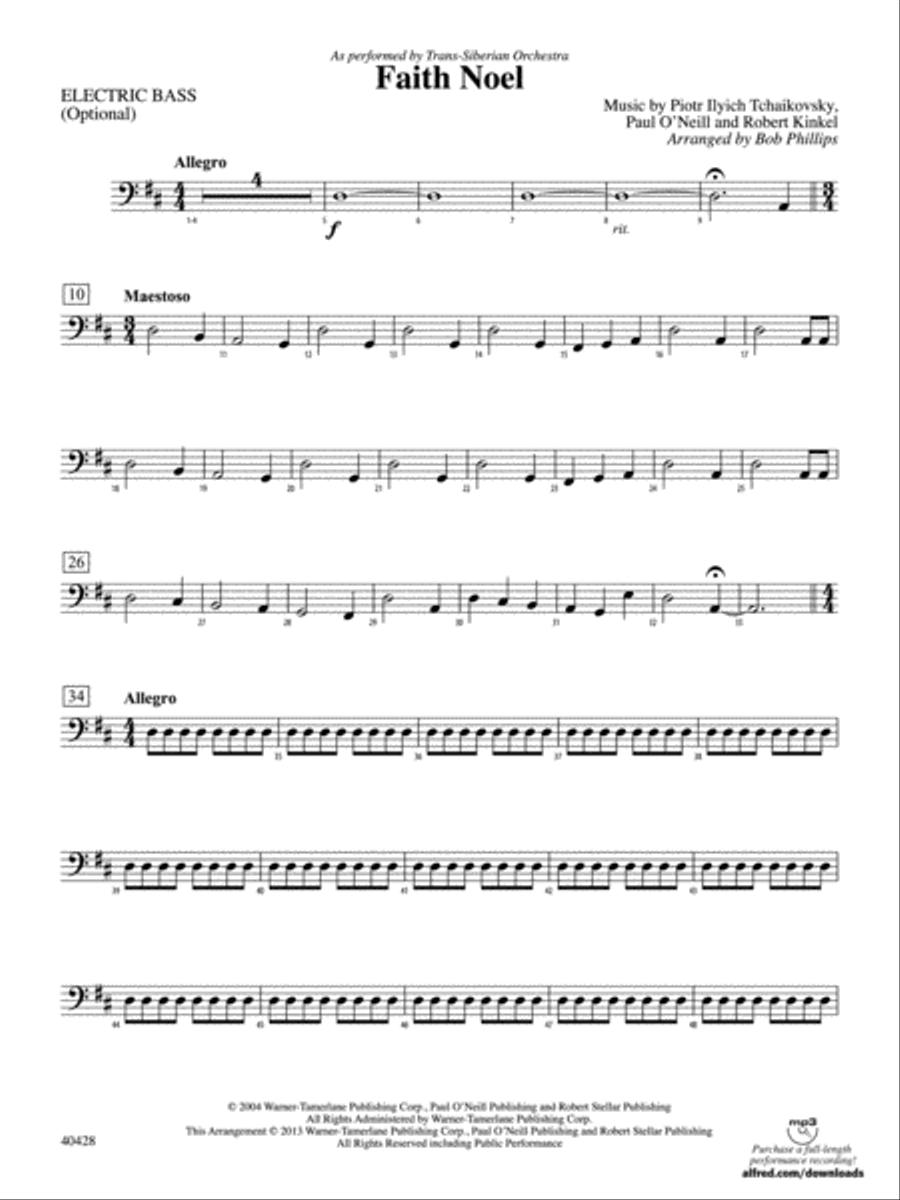 Faith Noel: Electric Bass String Orchestra scores gallery preview page 1