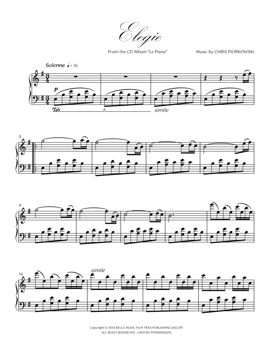 ELEGIE ELEGIE Piano Solo scores gallery preview page 1