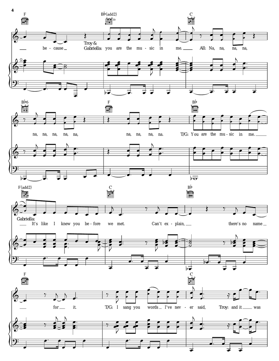 You Are The Music In Me (from High School Musical 2) Piano, Vocal, Guitar scores gallery preview page 4