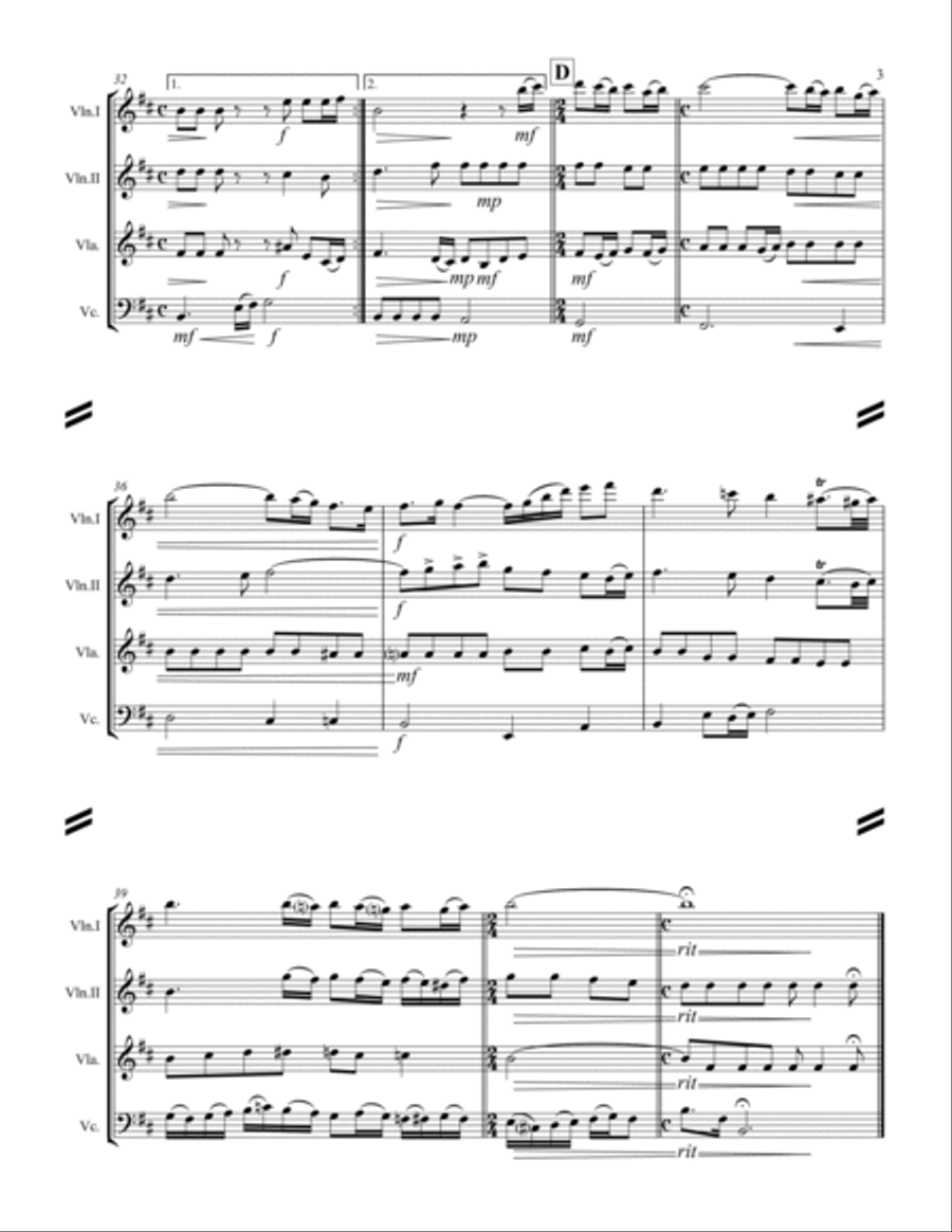 Rachmaninoff - Vocalise Op. 34 No.14 (for String Quartet) String Quartet scores gallery preview page 4
