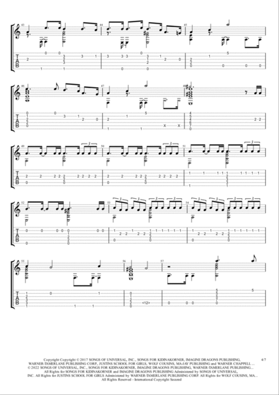 Believer Guitar Tablature scores gallery preview page 4