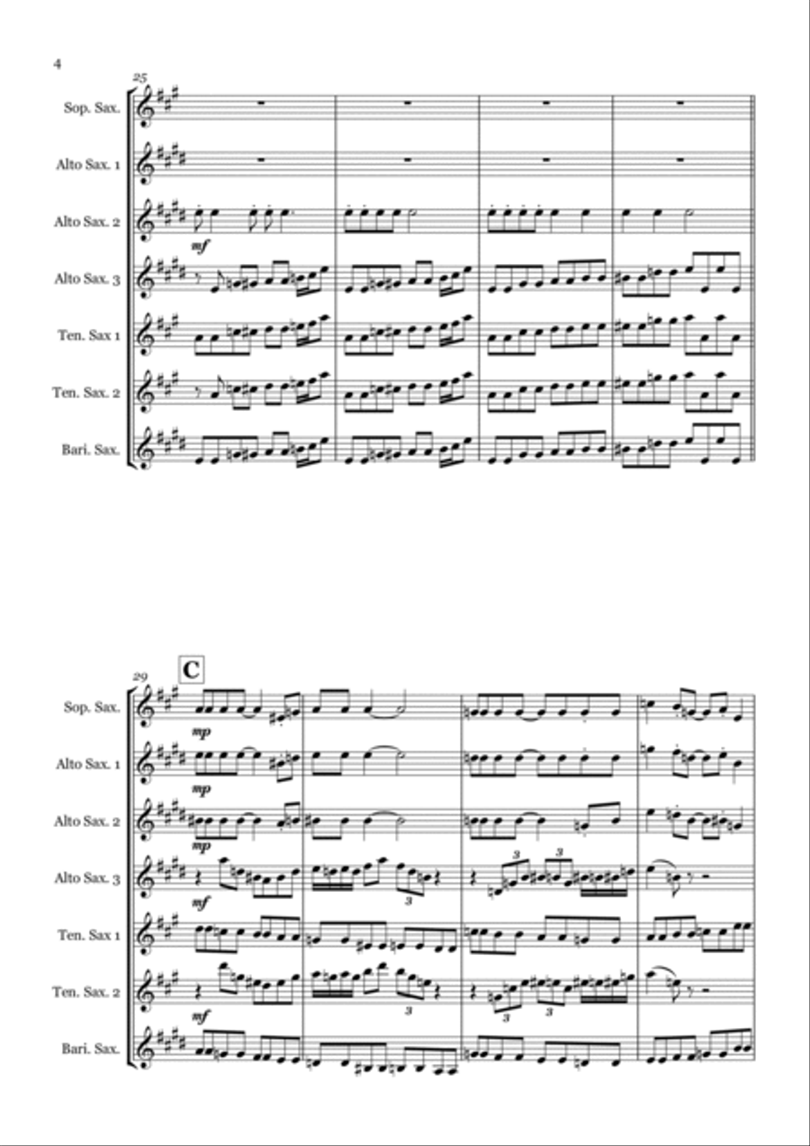Lady Madonna Saxophone Quartet scores gallery preview page 4