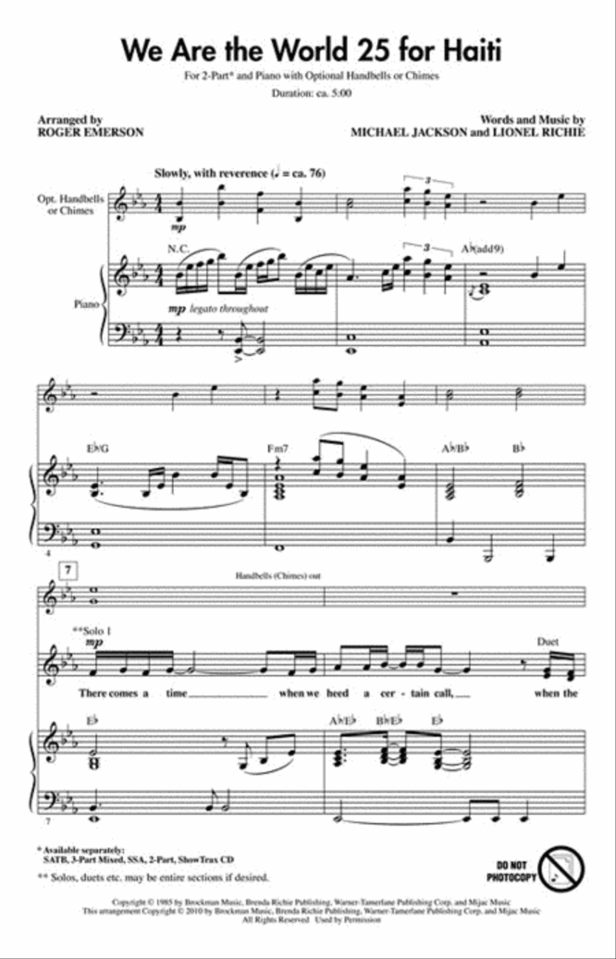 We Are the World 25 for Haiti Choir scores gallery preview page 2