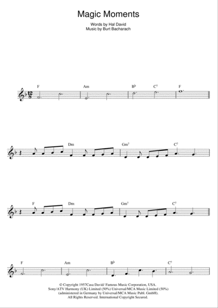 Magic Moments Flute Solo scores gallery preview page 1