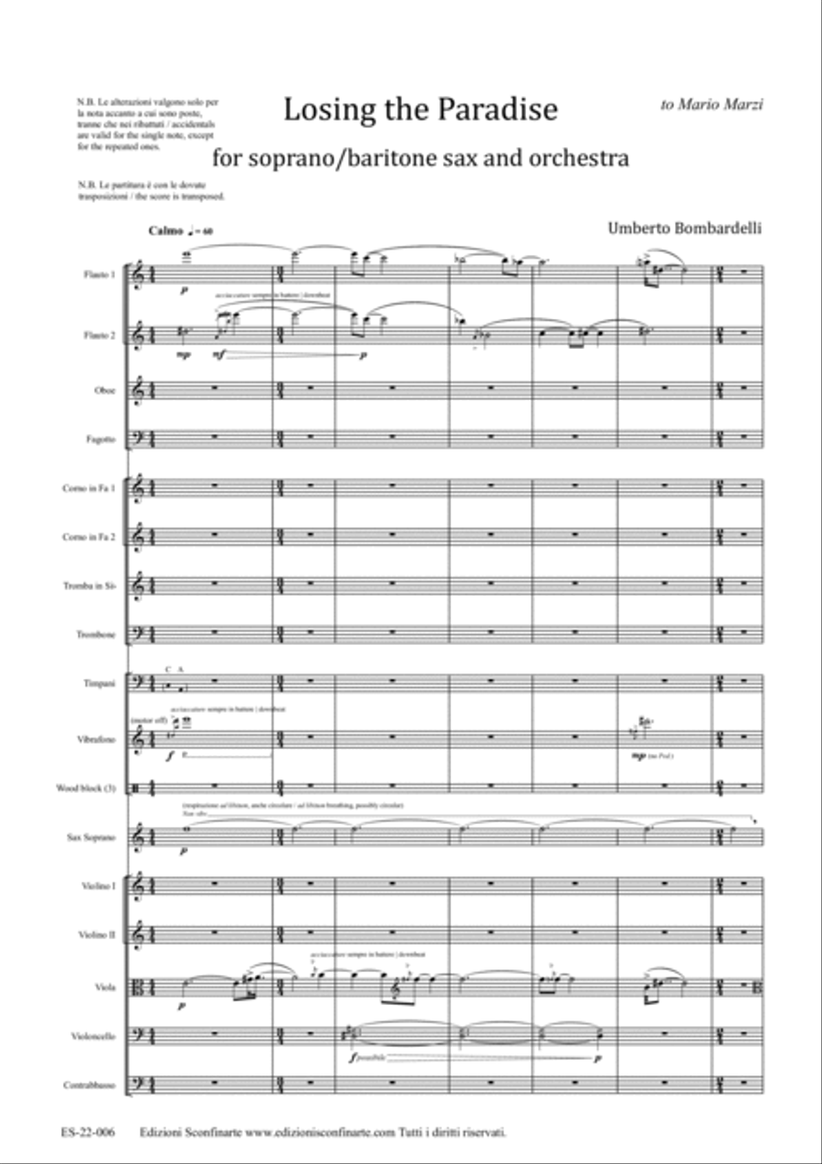 Umberto Bombardelli: LOSING THE PARADISE (ES-22-006) - Score Only Full Orchestra scores gallery preview page 3