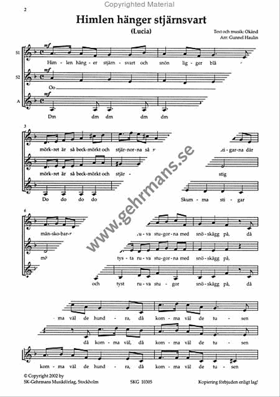 Himlen hanger stjarnsvart SSA scores gallery preview page 2