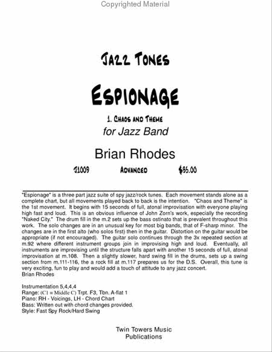 Espionage 1 Jazz Ensemble scores gallery preview page 2