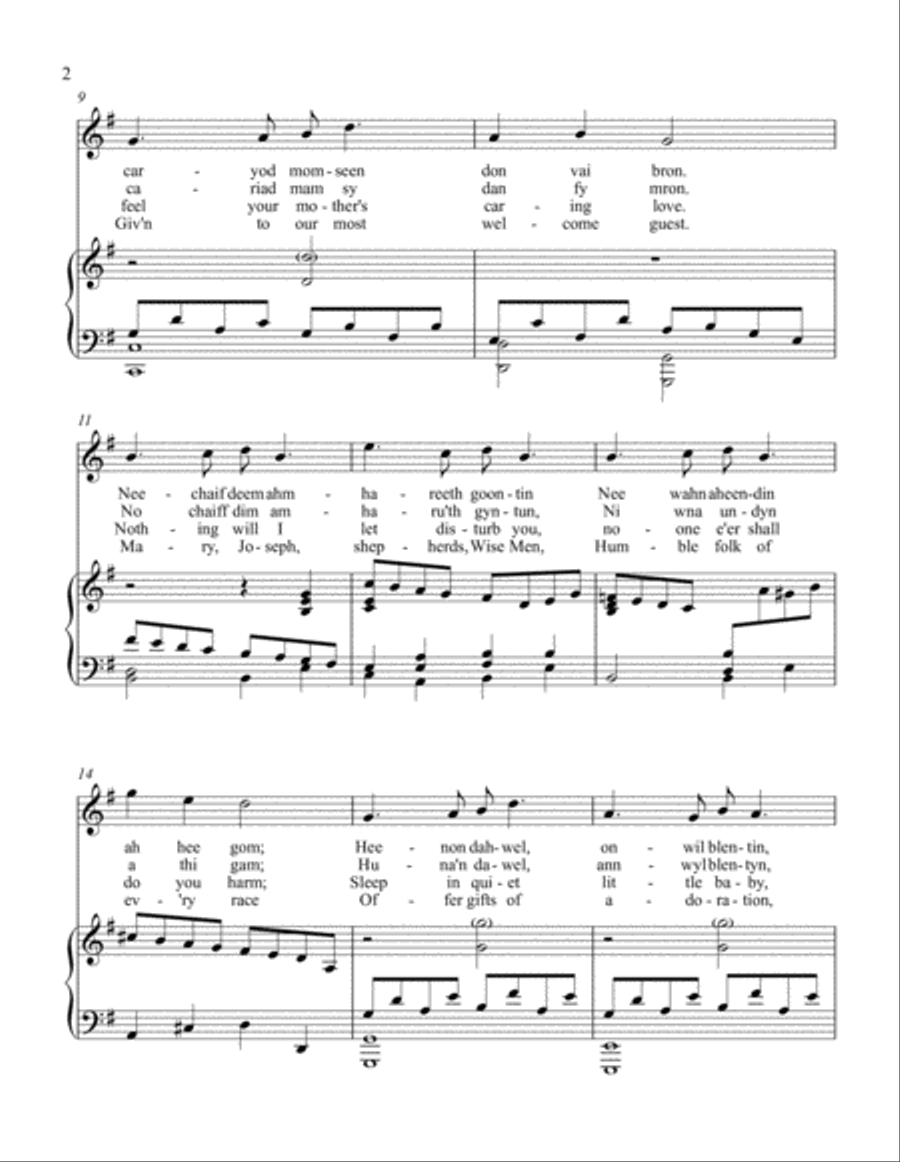 Suo gan/Welsh lullaby - original and Christmas lyrics - high voice High Voice scores gallery preview page 2