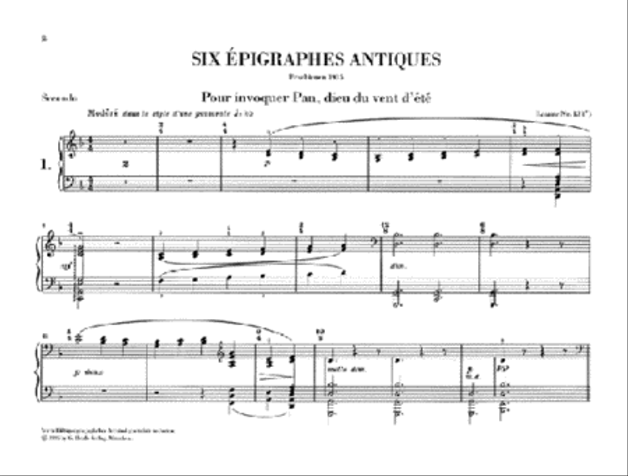 6 Epigraphes Antiques Piano Solo scores gallery preview page 2