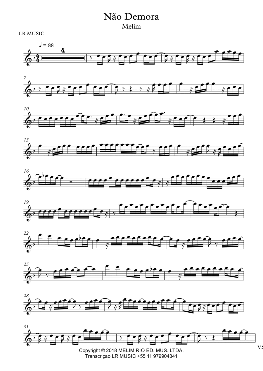 Nao Demora Tenor Saxophone scores gallery preview page 1