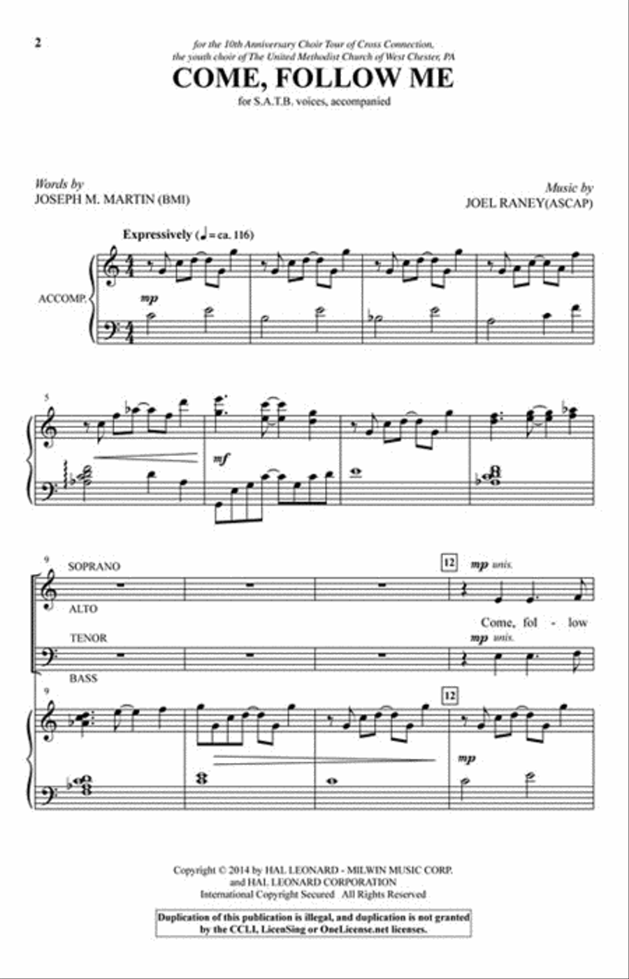 Come, Follow Me Come, Follow Me 4-Part scores gallery preview page 2