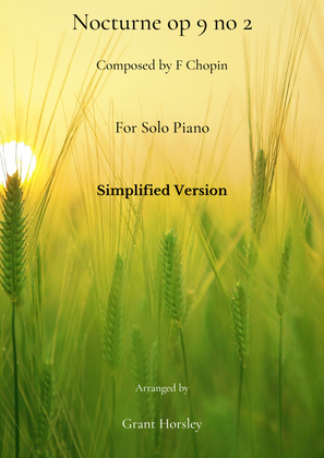 Book cover for Chopin- (famous) Nocturne op 9 no 2 Simplified version-Intermediate