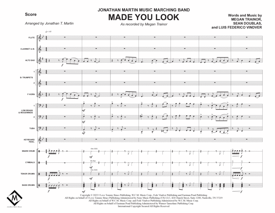 Made You Look Marching Band scores gallery preview page 1