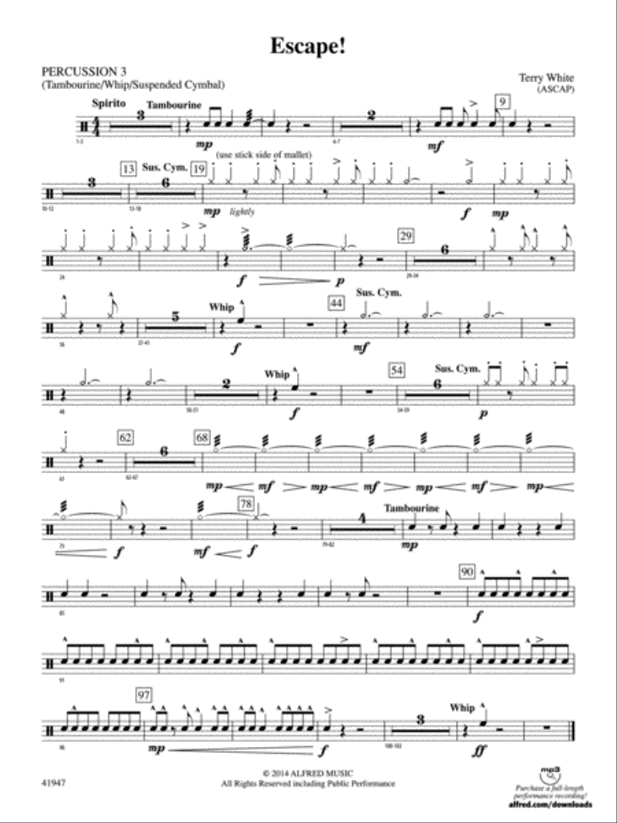 Escape!: 3rd Percussion Concert Band scores gallery preview page 1
