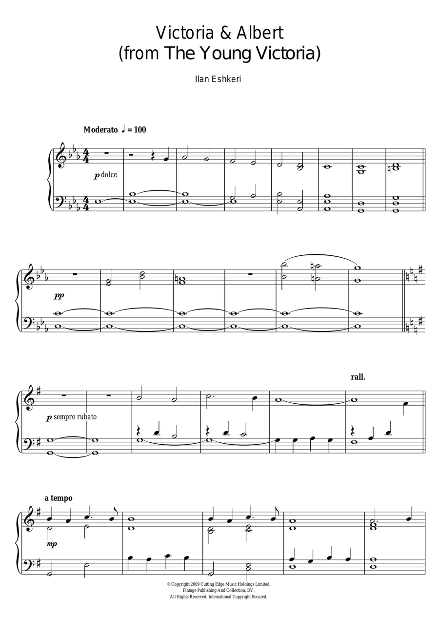 Victoria and Albert (from The Young Victoria) Piano Solo scores gallery preview page 1