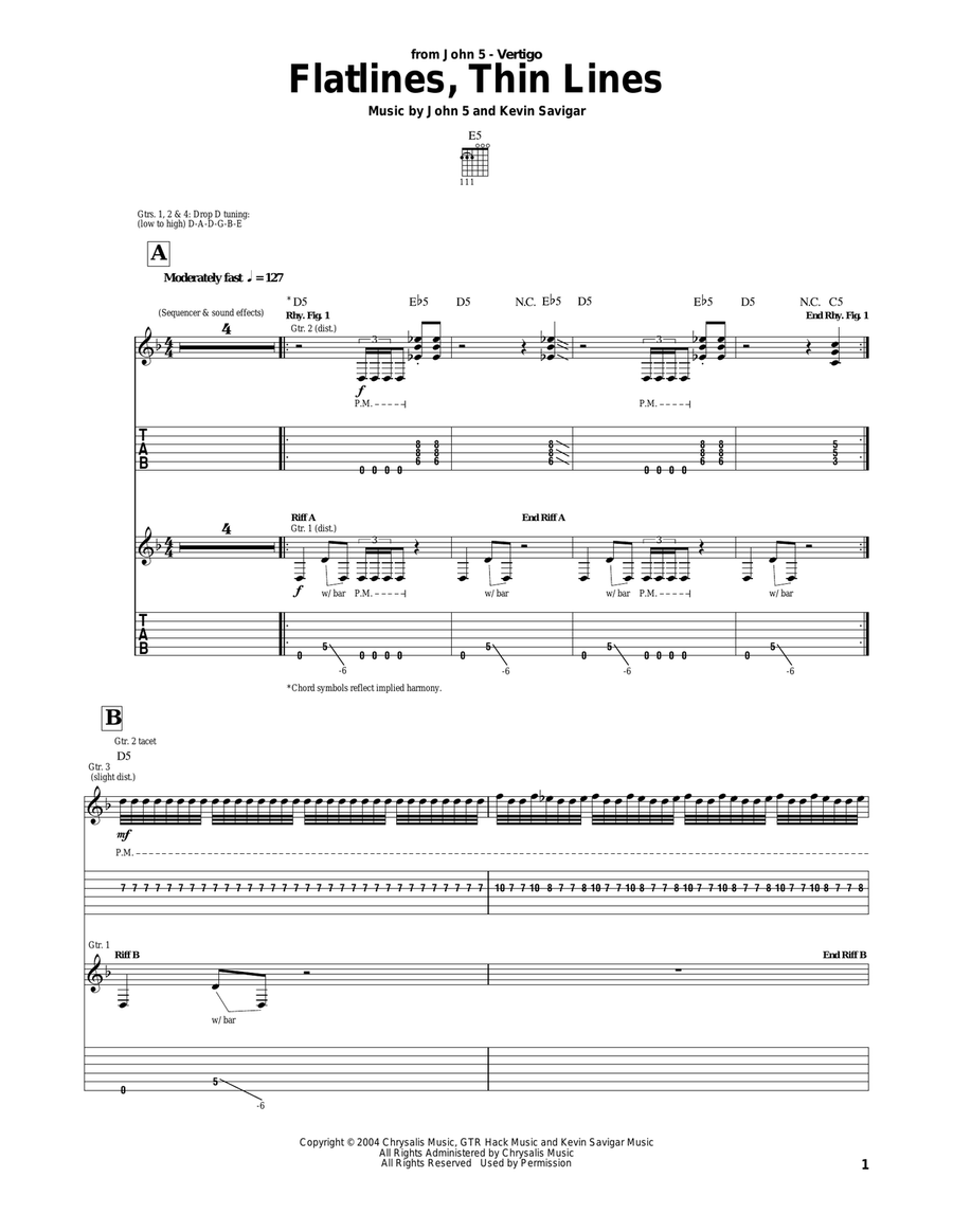 Flatlines, Thin Lines Electric Guitar scores gallery preview page 1
