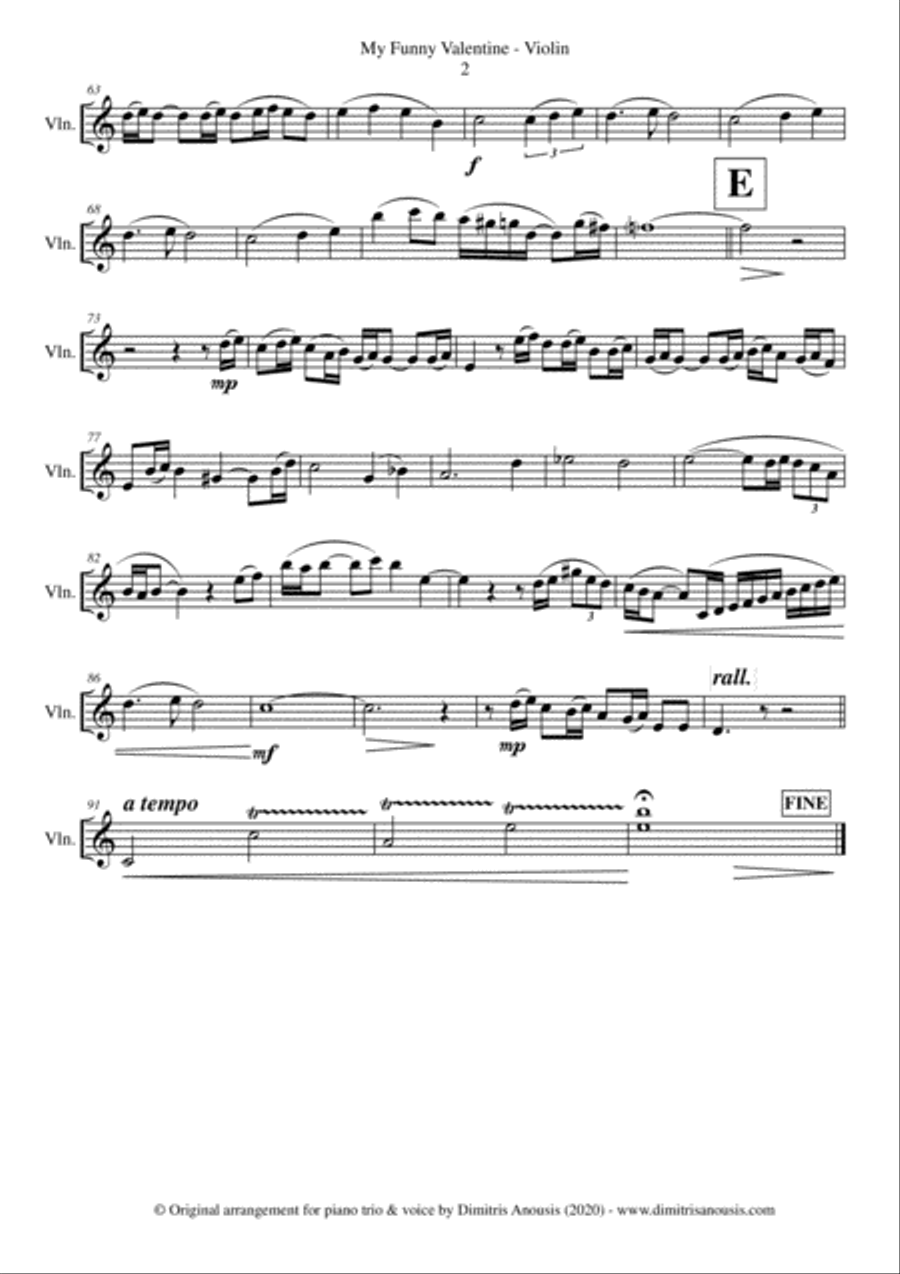My Funny Valentine Piano Trio scores gallery preview page 4