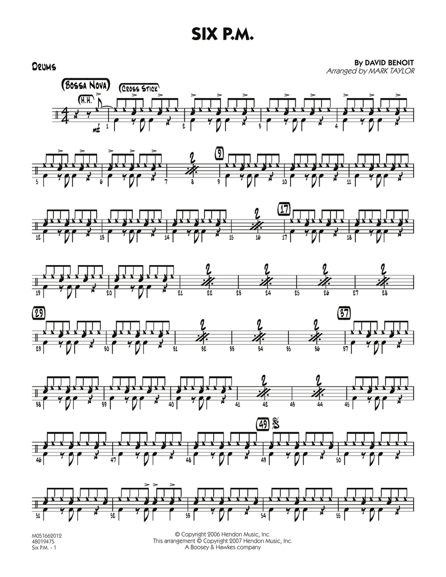 Six P.M. - Drums Six P.M. - Drums Jazz Ensemble scores gallery preview page 1