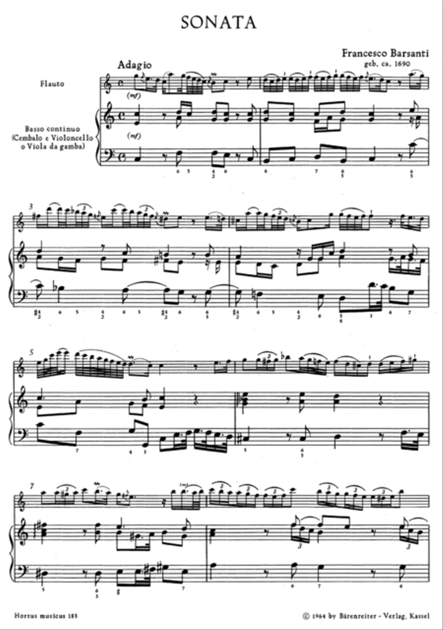 Sonate for Treble Recorder or Flute and Basso continuo C major Flute scores gallery preview page 2