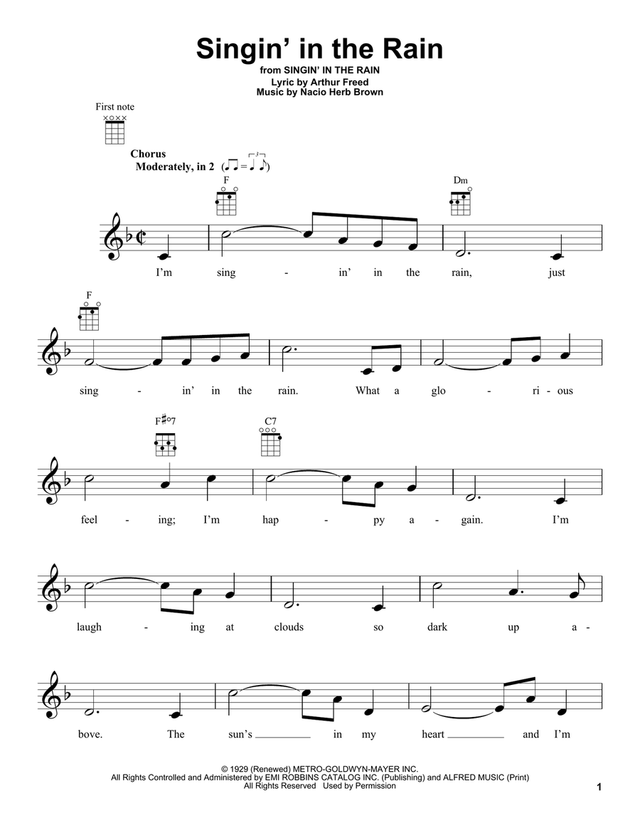 Singin' In The Rain Ukulele scores gallery preview page 1
